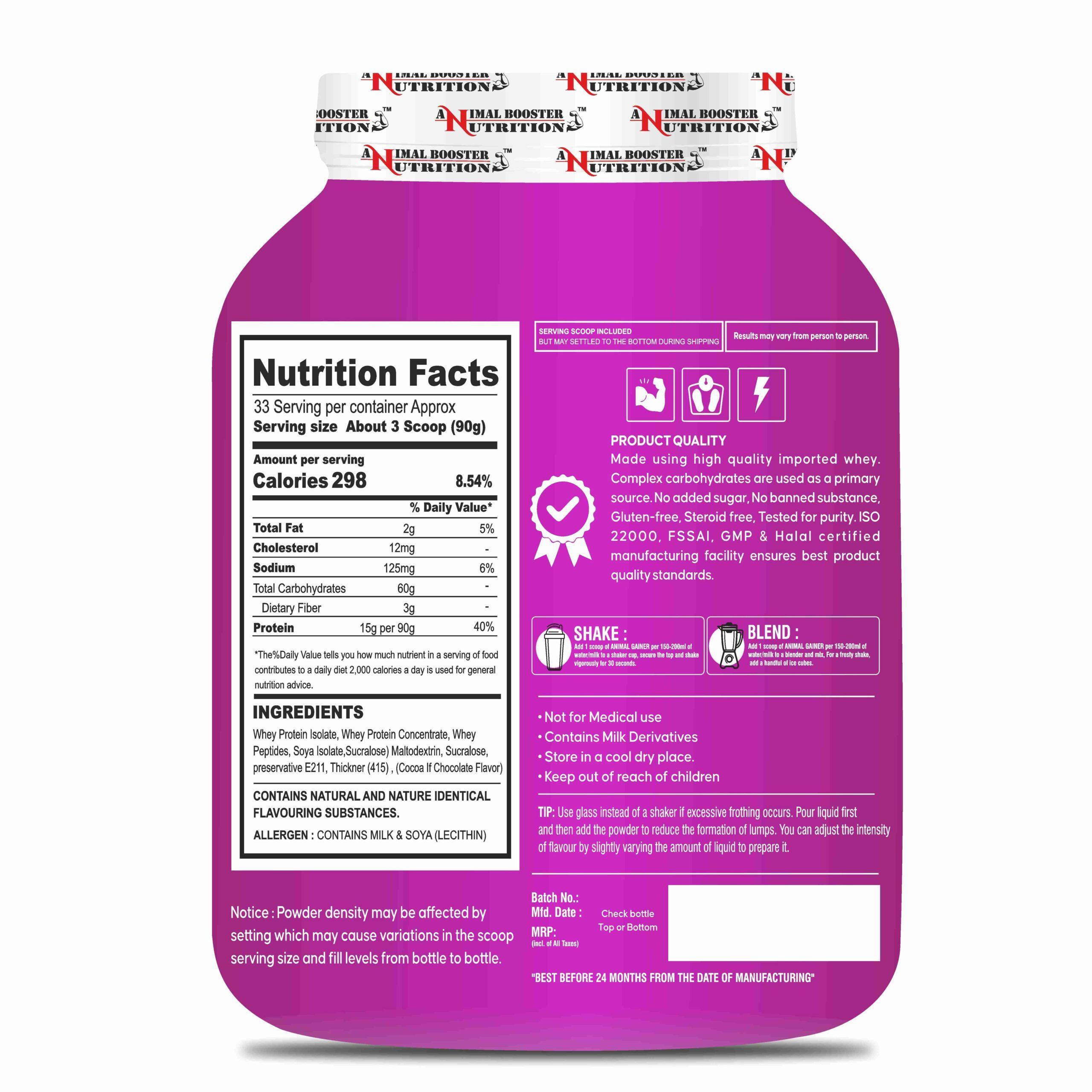 ANIMAL BOOSTER NUTRITION Animal Gainer 3kg For Weight Gain - Image 2