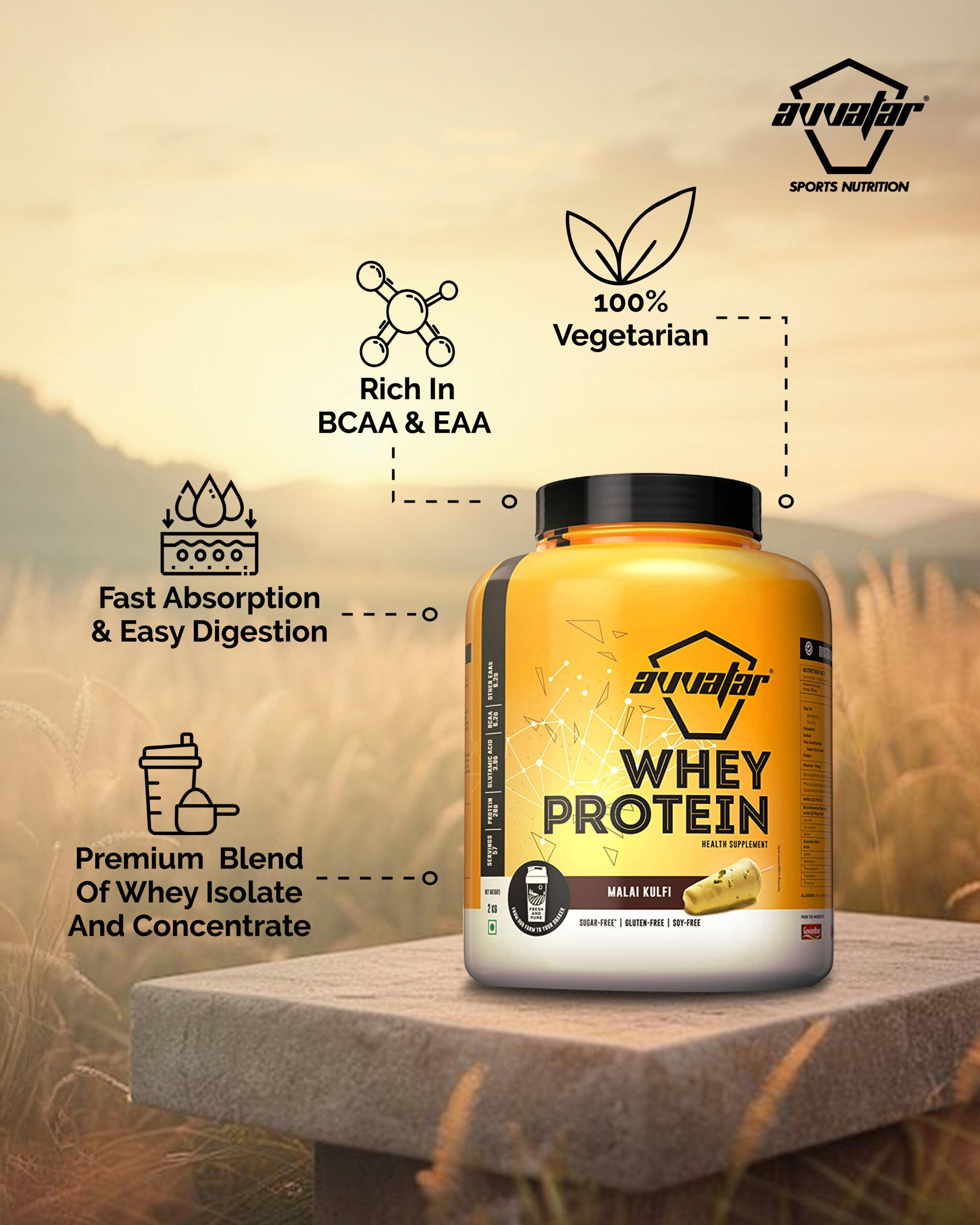 Avvatar Whey Protein 2kg with 28g protein per scoop Avvatar Whey Protein 2kg with 28g protein per scoop